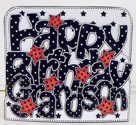 3D Happy Birthday GRANDSON Stars with Ages 5 to 13 Pop Out Word Card Kit by Pam Stubley