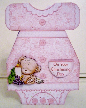 Pink Christening Gown Shaped Card Mini Kit by Pam Stubley