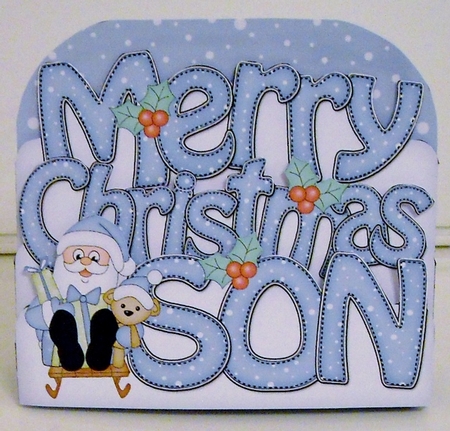3D Pop Out Christmas Word Card Kit - Merry Christmas SON with Sledging Santa by Pam Stubley