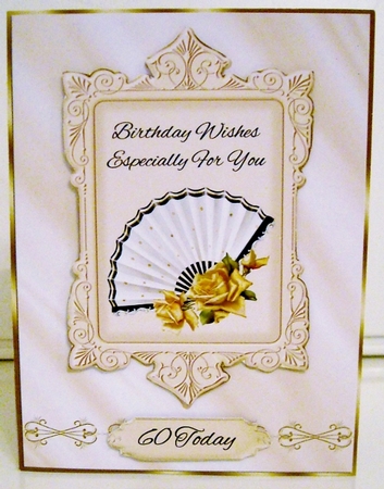 Roses and Fan Card Front 2 - 30th, 40th, 50th, 60th by Pam Stubley