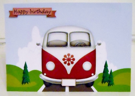 Red Camper van on the road by Pam Stubley
