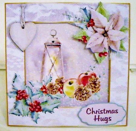 Christmas Lace 7x7 Card Front - LANTERN GLOW by Pam Stubley