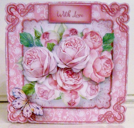 Pink Roses - Shaped Card Mini Kit by Pam Stubley