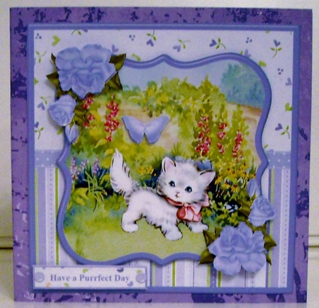 Wishing you a purrfect day card mini kit & decoupage by Pam Stubley