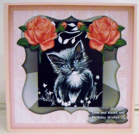 Cute Kitten & Roses by Pam Stubley