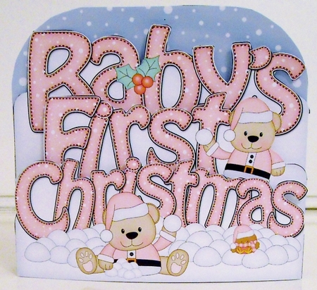 3D Pop Out Christmas Word Card Kit -BABYS FIRST CHRISTMAS with Livvy Bear by Pam Stubley