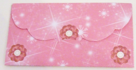 Pink snowflake money wallet with bow by Pam Stubley