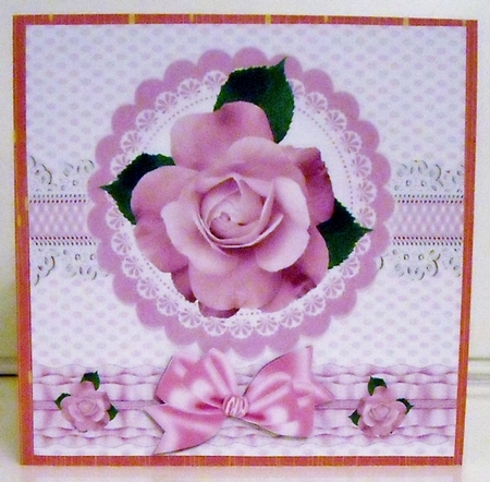 pretty pink with lace and gingham 8x8 by Pam Stubley