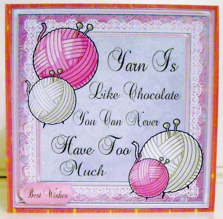 Humorous Knitting Fuschia  8x8 by Pam Stubley