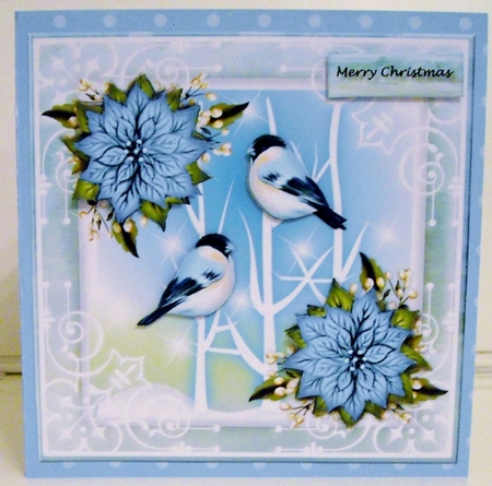 Christmas Birds & Poinsettias Mini kit Pastel Color by Pam Stubley
