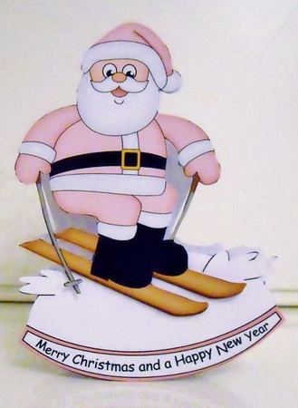 3D Shaped Rocking Christmas Card Mini Kit  - Santa is Skiing by Pam Stubley