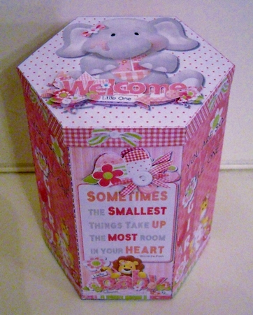 GORGEOUS TALL HEXAGONAL DECOUPAGE BOX - A Girl! by Pam Stubley