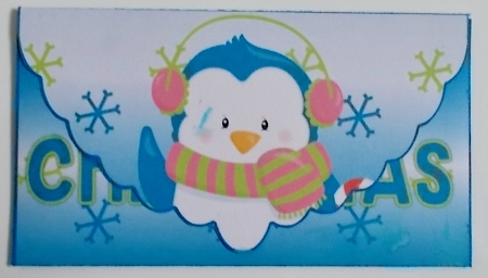 Penguin and snowflakes Teal and blue money wallet by Pam Stubley