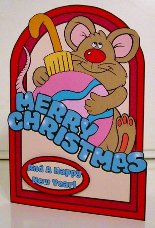 Mouse and Bauble Red & Pink by Pam Stubley