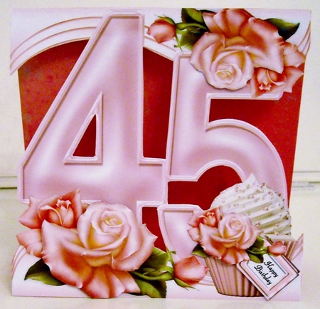 Special Birthday Roses & Cupcakes - Age 45 by Pam Stubley