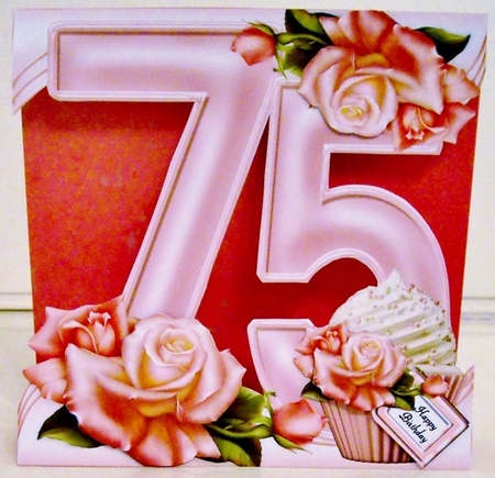 Special Birthday Roses & Cupcakes - Age 75 by Pam Stubley