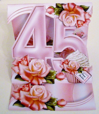 45th Birthday Roses & Cupcakes Easel by Pam Stubley