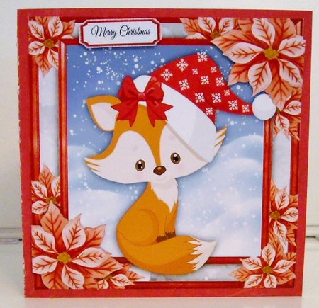 Adorable Fox With Santa Hat 8x8  by Pam Stubley