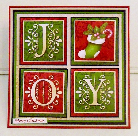 JOY SQUARES & Christmas Stocking 7.5 Quick Layer Card & Insert by Pam Stubley