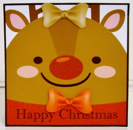 Happy Christmas Reindeer 8x8 Card Front & Embellishments by Pam Stubley