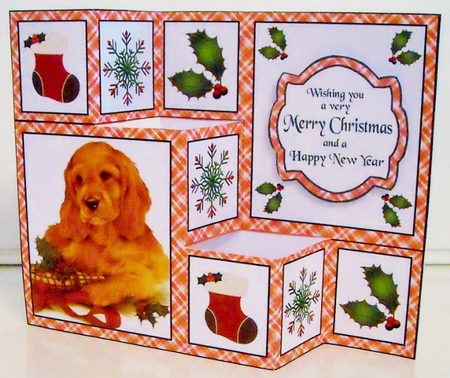 3 step pop out Christmas spaniel by Pam Stubley