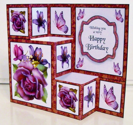 3 step pop-out   Purple  Roses by Pam Stubley