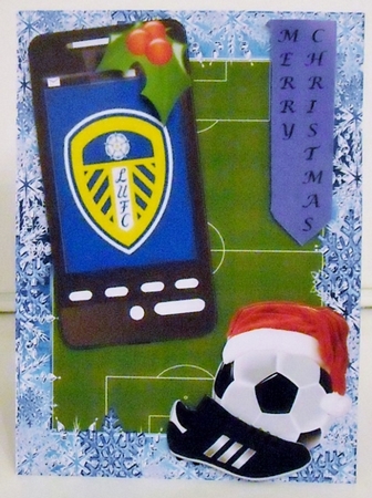 Christmas Football Phone Card Leeds Fan by Pam Stubley