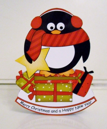 3D Shaped Rocking Christmas Card Mini Kit  - Pip Penguin has Presents & a Star by Pam Stubley