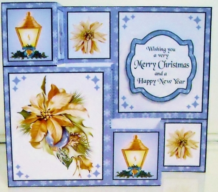 3 step pop-out Poinsettia & lantern by Pam Stubley