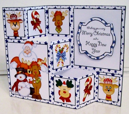 Santa and Reindeer 3 Step Card by Pam Stubley