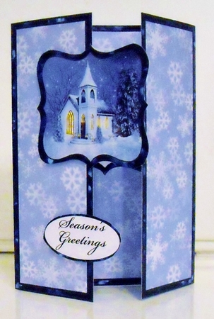 Church with Snowflakes Gatefold by Pam Stubley