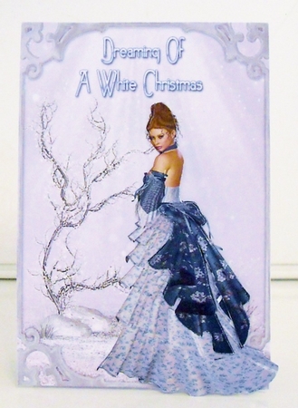 White Christmas - A5 card front with decoupage by Pam Stubley