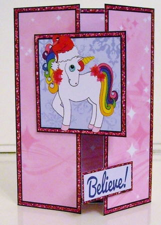 Pink Christmas Unicorn Gatefold by Pam Stubley