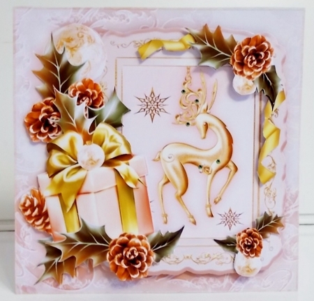 Golden Christmas Gift with Reindeer Mini Kit by Pam Stubley