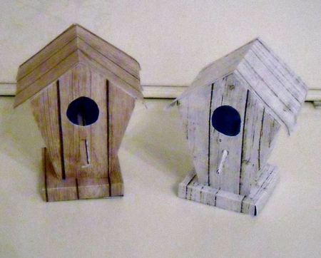 Bird Houses 3D set of 7 Wood Effect by Pam Stubley