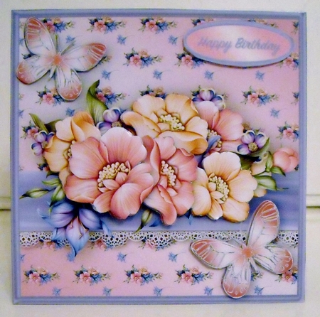 Pretty Posy and Butterflies - Decoupage Card Mini Kit by Pam Stubley