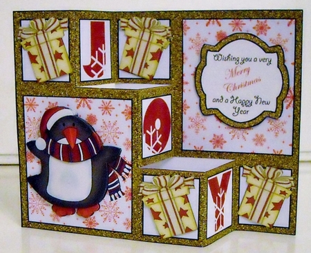 Red Sparkly Penguins 3 Step Decoupage by Pam Stubley