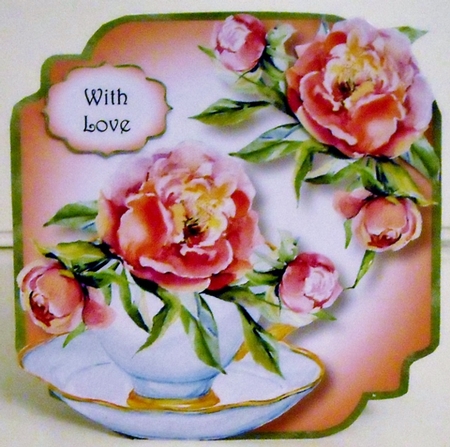 Pretty Peonies - Teacup & Saucer by Pam Stubley