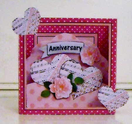 3D Romantic Hearts Diorama Shadow Box Card Mini Kit  - Hearts & Roses by Pam Stubley
