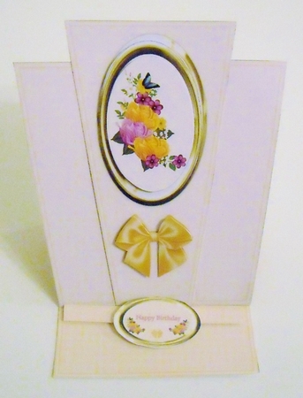 Yellow floral triangle easel card. by Pam Stubley