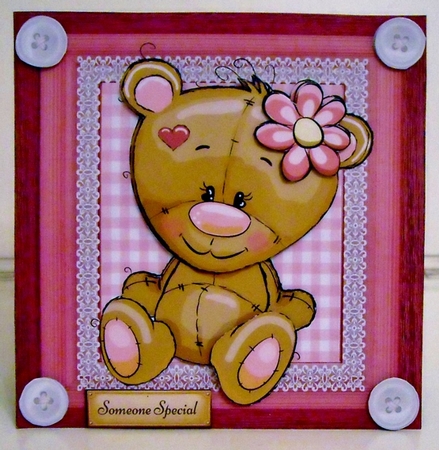Cute Teddy Bear With Flower  8x8 Mini Kit by Pam Stubley
