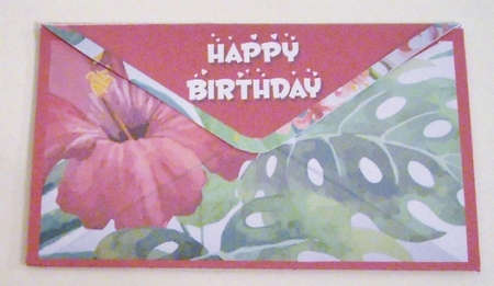 Tropical Happy Birthday wallet/pocket/envelope for vouchers/money or gift cards by Pam Stubley