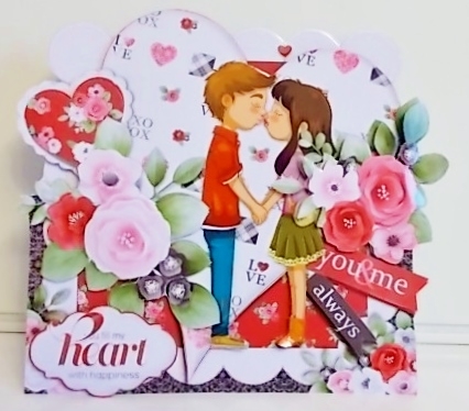 Sealed with a Kiss Valentine Over the Edge Tent Card & Envelope (Large) by Pam Stubley