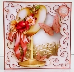 Summer Hat Decoupage Card Front by Pam Stubley