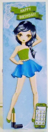 Trendy girl loves to dance with lime mobile, tall DL by Pam Stubley