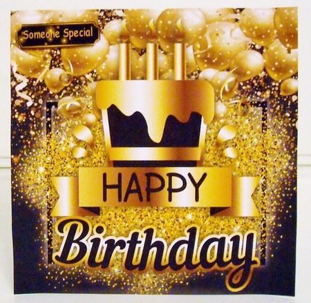 Gold Happy Birthday Cake 8x8 by Pam Stubley