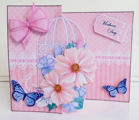 3D Shaped No-Hole Fold Back Mini Kit - Birdcage, Pretty Floral Bouquet, Butterflies & Lace  by Pam Stubley