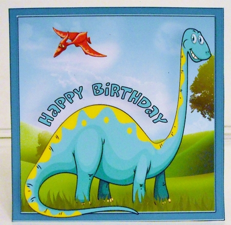 Dinosaur - Bronti Birthday Card Topper  by Pam Stubley