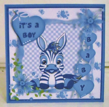 Baby Boy Zebra Card Topper by Pam Stubley