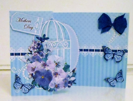 3D Shaped No-Hole Fold Back Mini Kit - Birdcage, Spring Flowers, Butterflies & Lace  by Pam Stubley